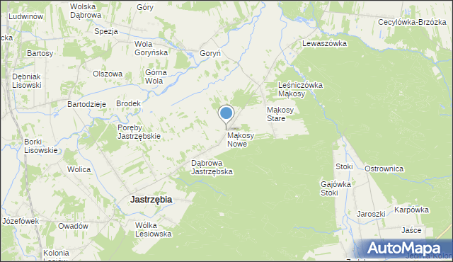 mapa Mąkosy Nowe, Mąkosy Nowe na mapie Targeo